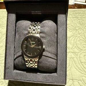 Bulova Silver Bracelet Watch with Black Dial